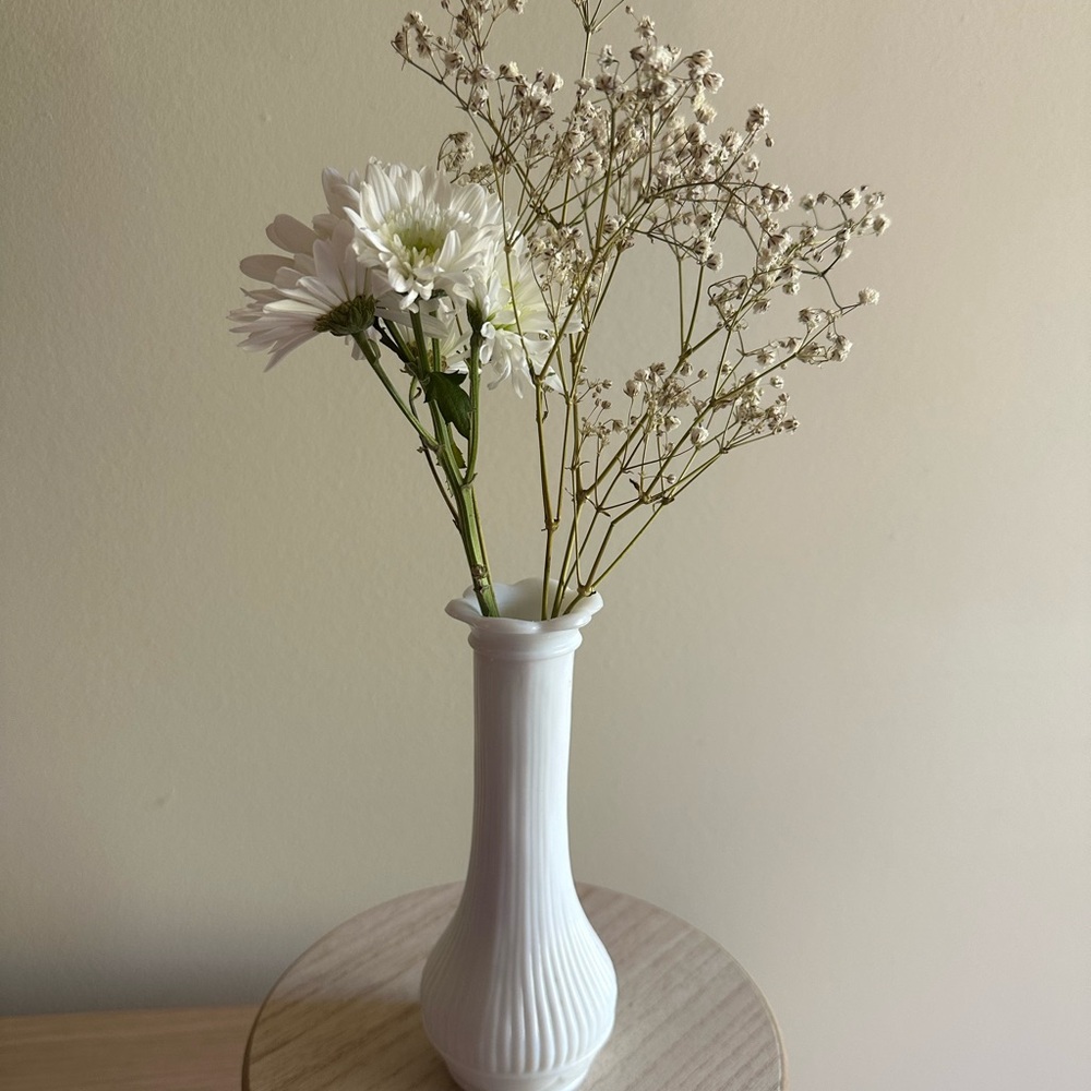 Vintage White Milk Glass Vase